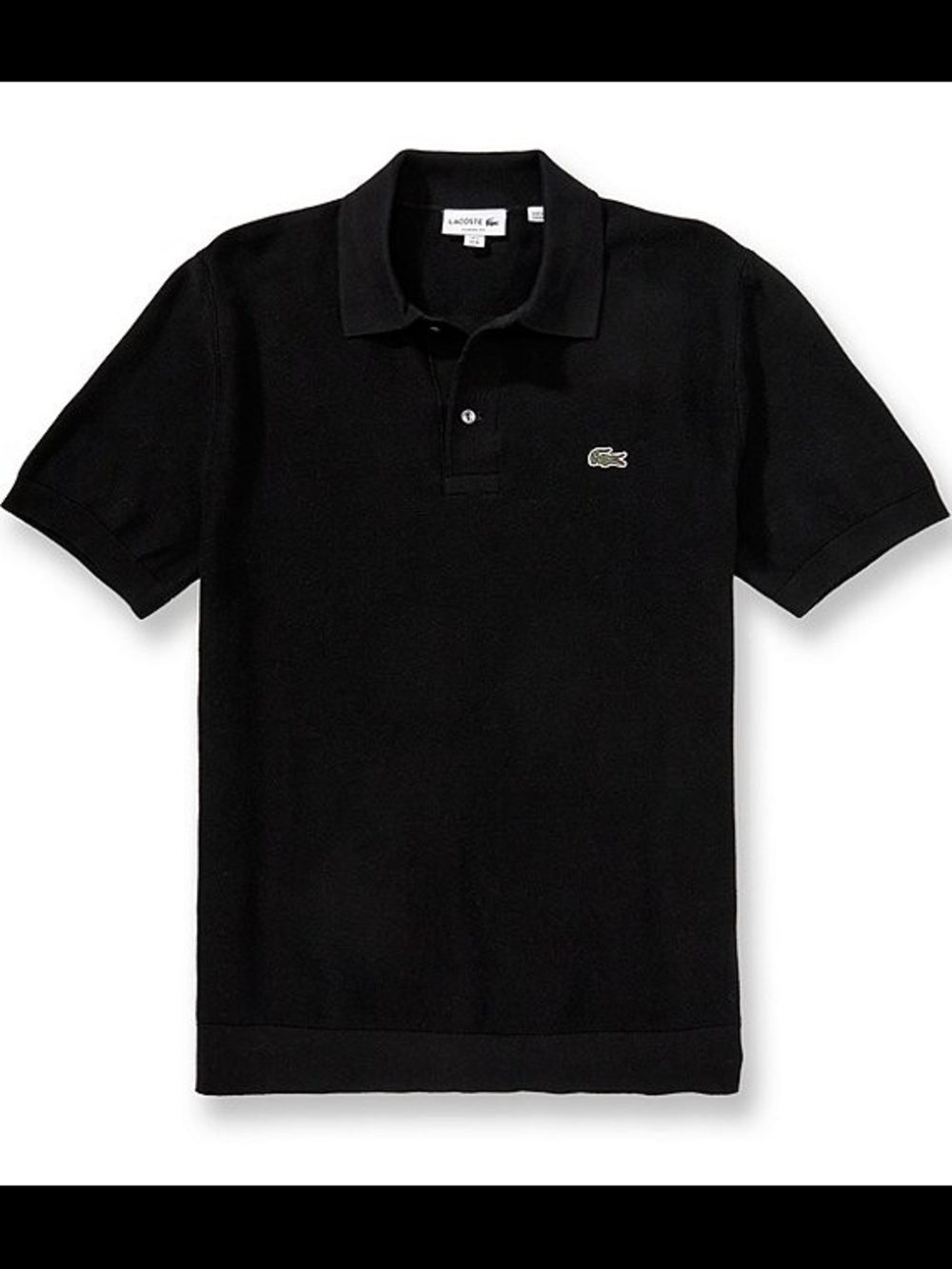 Nwt Lacoste Black Short-Sleeve Piqué Polo with Green Croc